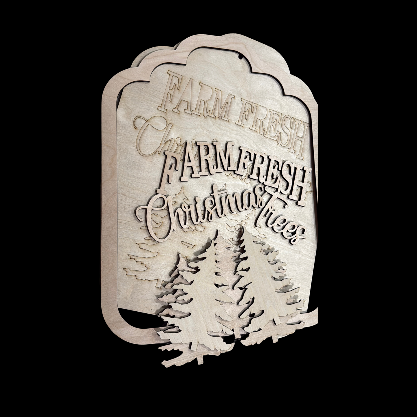 DIY Farm Fresh Christmas Trees Layered Wood Door Hanger Blank | Christmas Paint Kit