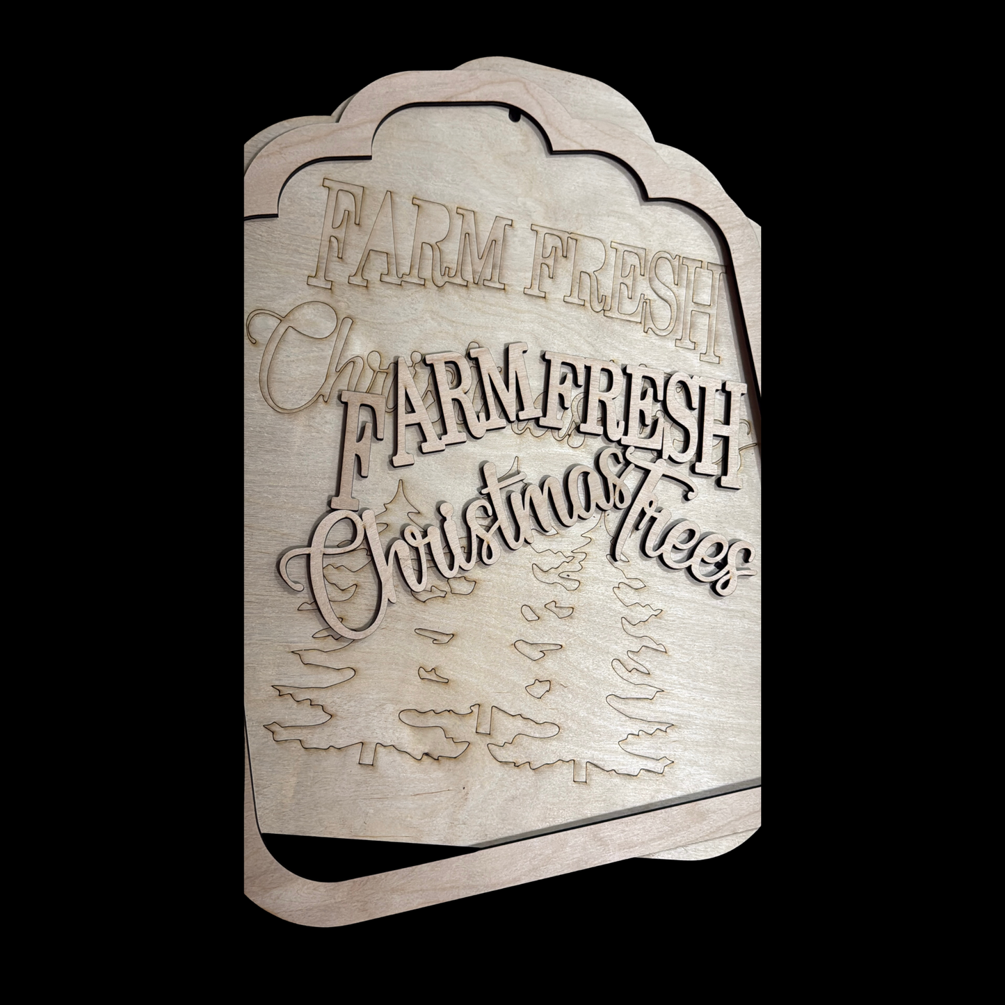 DIY Farm Fresh Christmas Trees Layered Wood Door Hanger Blank | Christmas Paint Kit