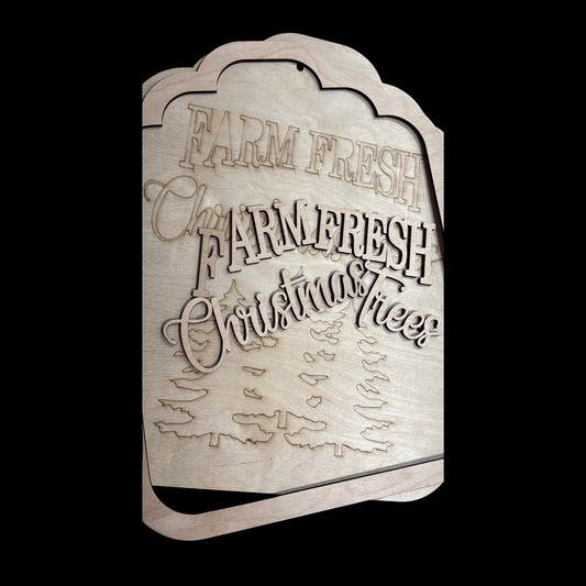 DIY Farm Fresh Christmas Trees Layered Wood Door Hanger Blank | Christmas Paint Kit