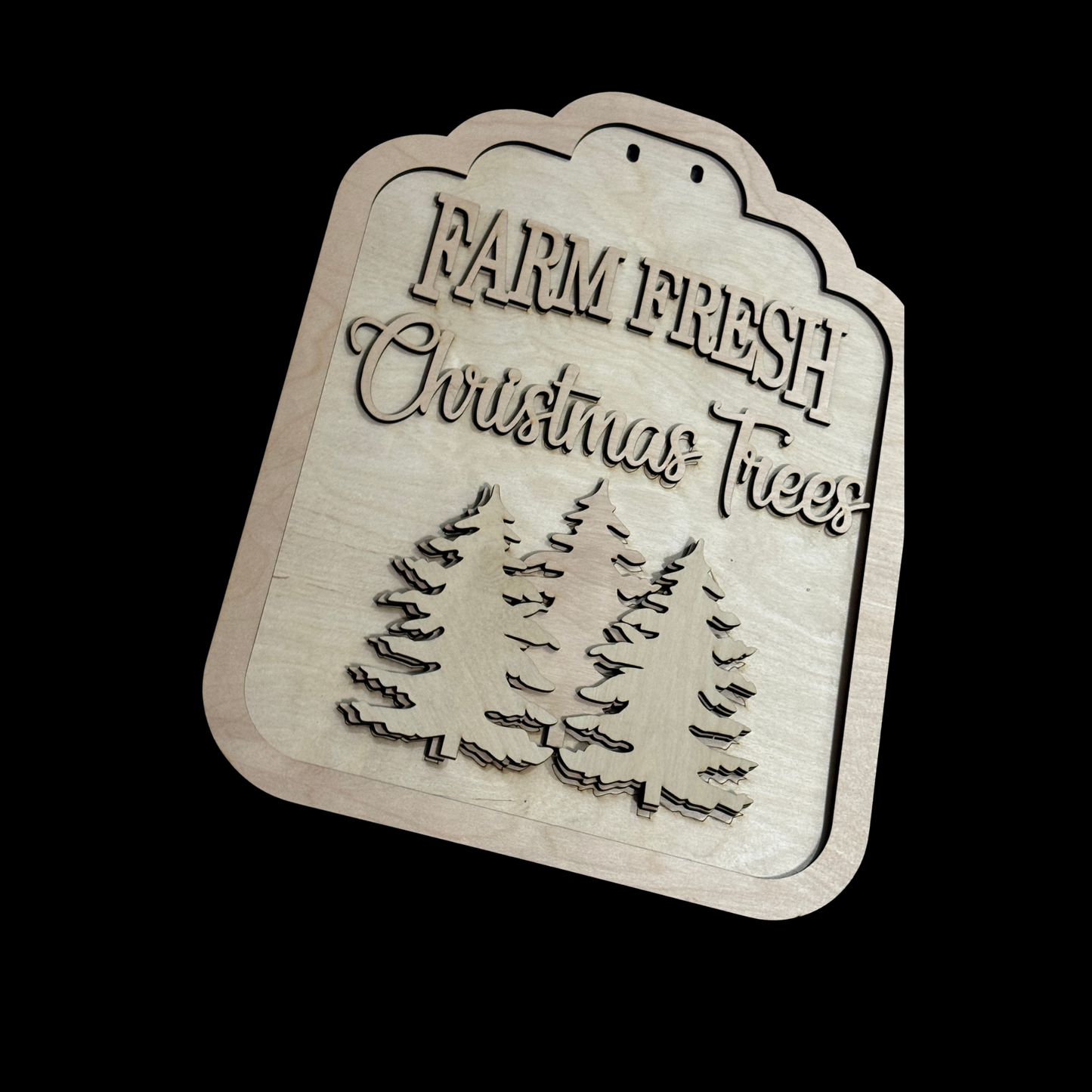 DIY Farm Fresh Christmas Trees Layered Wood Door Hanger Blank | Christmas Paint Kit