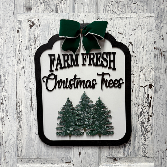 DIY Farm Fresh Christmas Trees Layered Wood Door Hanger Blank | Christmas Paint Kit