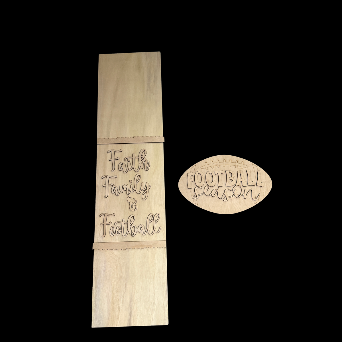 Faith Family Football Porch Leaner DIY Wood Kit - Reusable Football Stencil