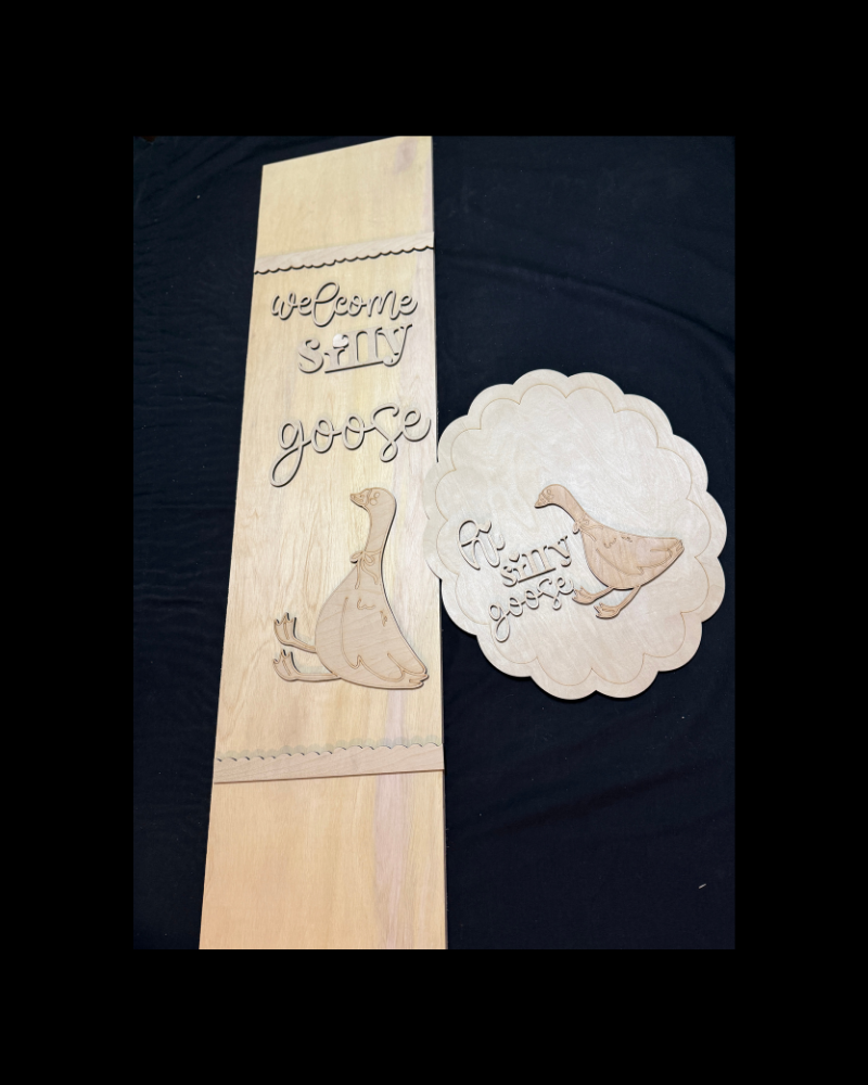 DIY Porch Goose Porch Leaner & Door Hanger Wood Cutout Set – Hi Silly Goose Welcome Blank Kit
