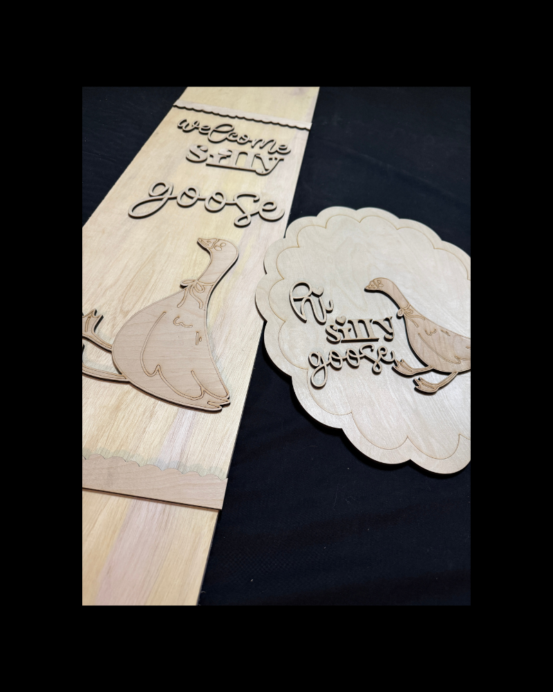 DIY Porch Goose Porch Leaner & Door Hanger Wood Cutout Set – Hi Silly Goose Welcome Blank Kit