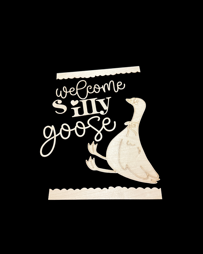 DIY Porch Goose Porch Leaner & Door Hanger Wood Cutout Set – Hi Silly Goose Welcome Blank Kit