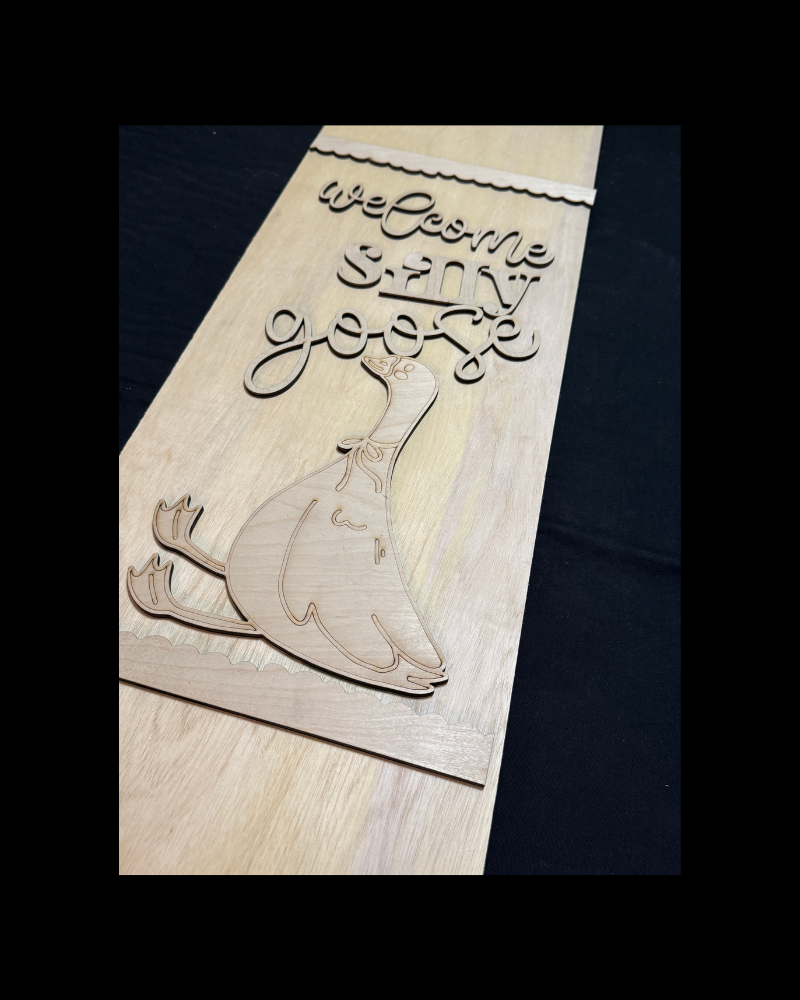 DIY Porch Goose Porch Leaner & Door Hanger Wood Cutout Set – Hi Silly Goose Welcome Blank Kit