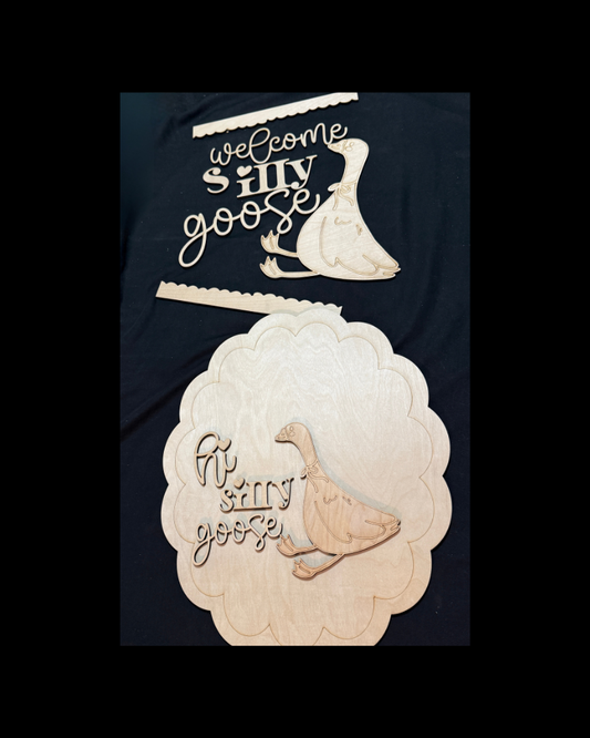 DIY Porch Goose Porch Leaner & Door Hanger Wood Cutout Set – Hi Silly Goose Welcome Blank Kit