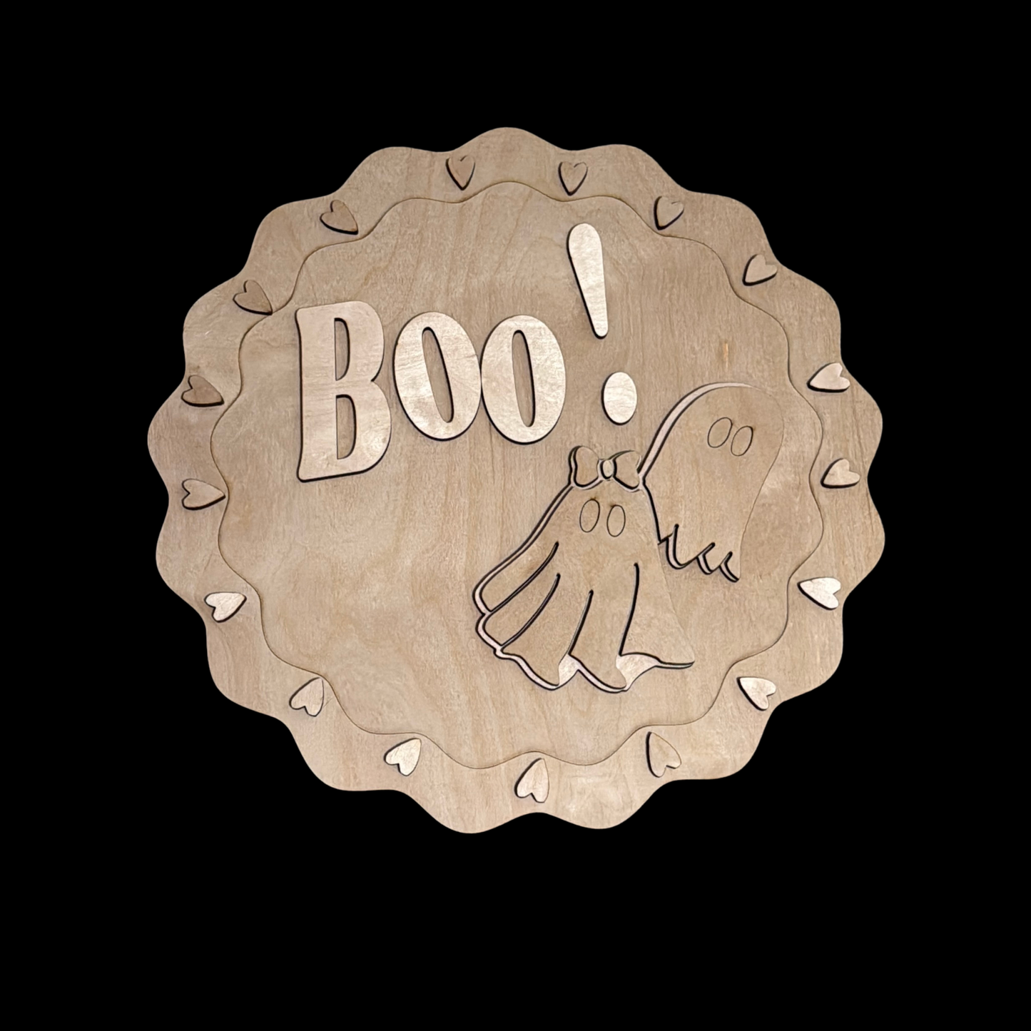 DIY Halloween Hey Boo Happy Halloween Porch Leaner Wood Cutout Set – Layered Boy Girl Ghost Porch Decor Wood Blanks