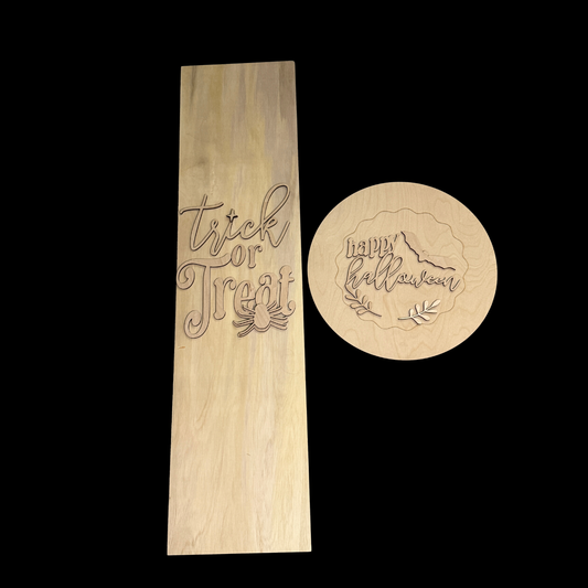 DIY Trick or Treat Happy Halloween Porch Leaner Wood Cutout Set – Spider Porch Decor Wood Blanks