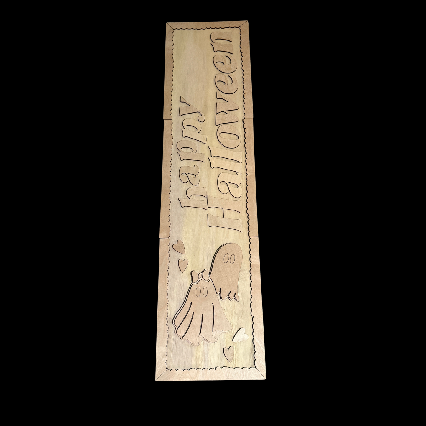 DIY Halloween Hey Boo Happy Halloween Porch Leaner Wood Cutout Set – Layered Boy Girl Ghost Porch Decor Wood Blanks