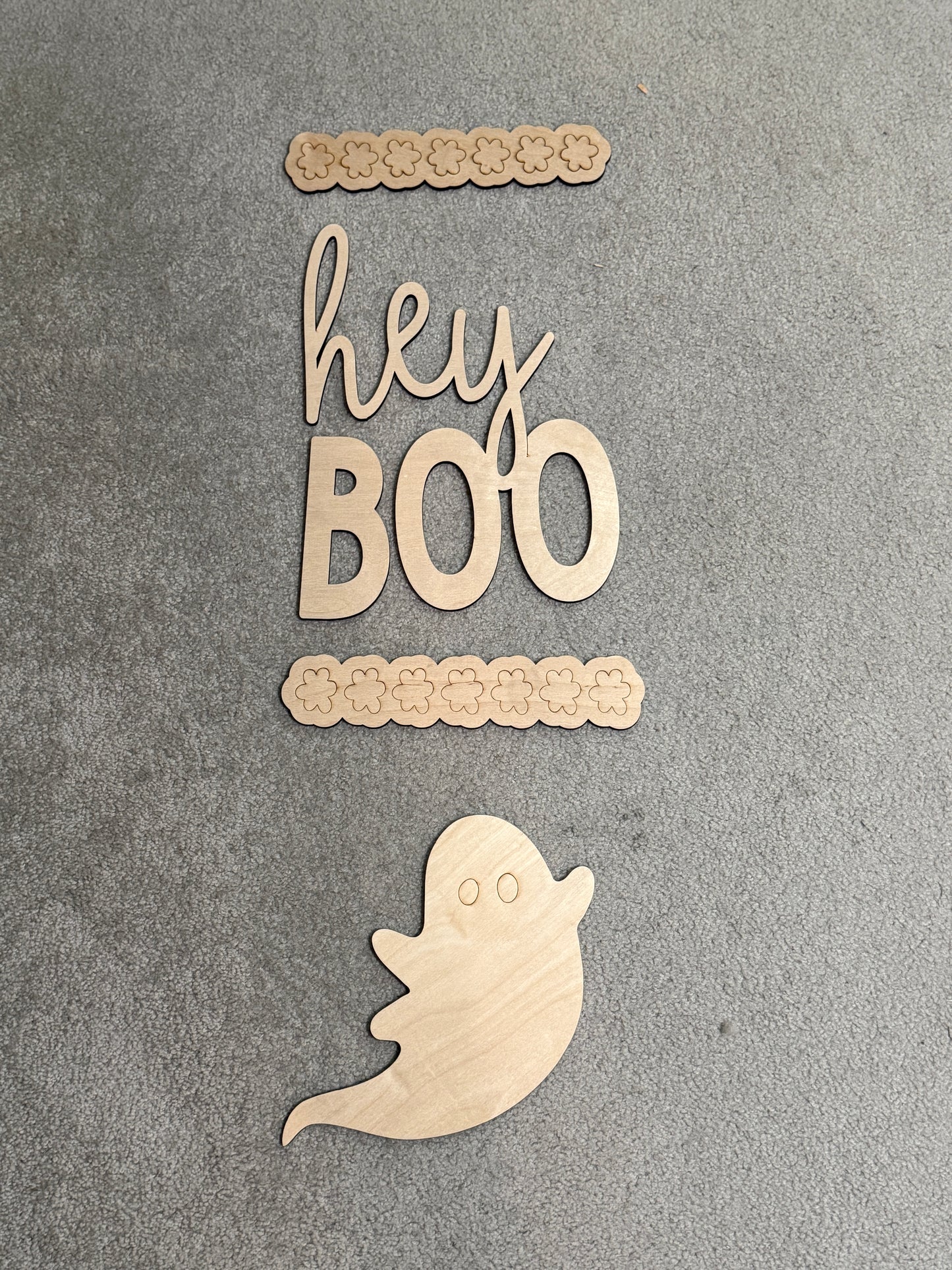 DIY Hey Boo Ghost Happy Halloween Porch Leaner Wood Cutout Set – Flying Ghost Porch Decor Wood Blanks