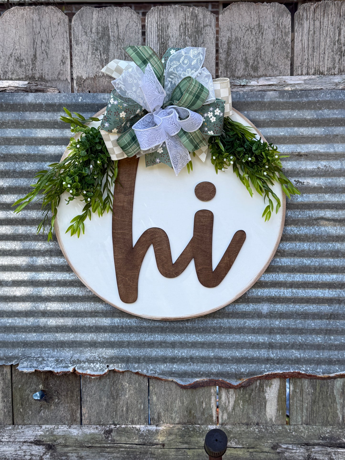Welcome Chunky Hi Porch Decor Set Leaner and Door Hanger Everyday Year Round Farmhouse Entryway Bundle