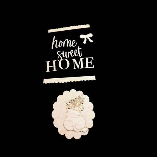 Highland Cow Shabby Farmhouse Porch Leaner & Scallop Edge Door Hanger DIY Blank Set Farm Sweet Farm