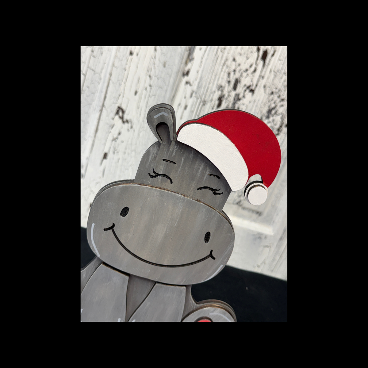 Santa Hippo Wooden Shelf Sitter | Painted or DIY Wood Blank