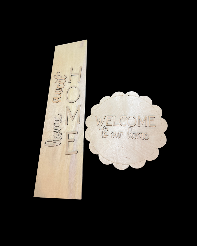 DIY Porch Leaner & Door Hanger Wood Cutout Set – Welcome To Our Home & Home Sweet Home Blank Kit