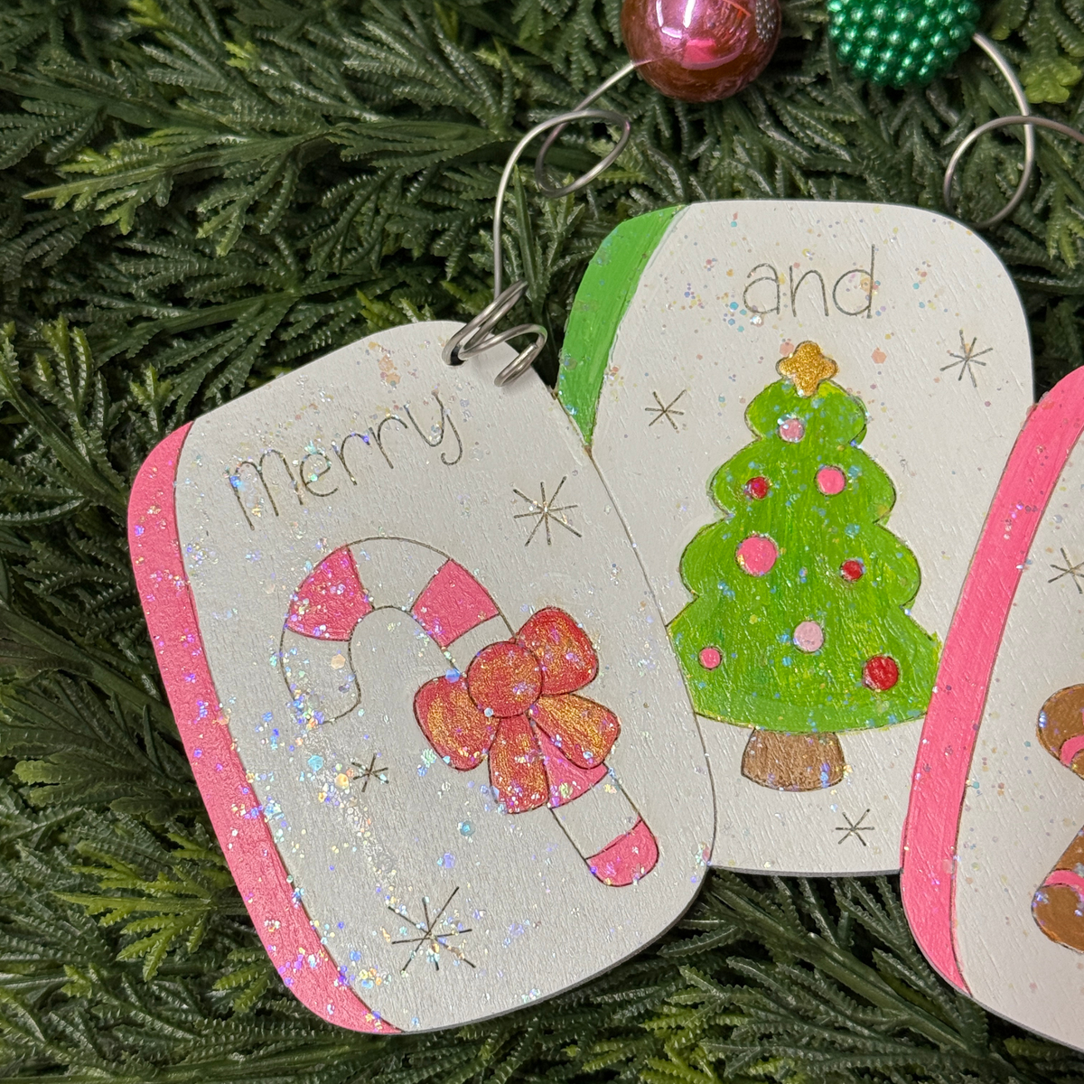 Mahjong Christmas Ornaments – Wooden Handpainted Handmade Oversized Holiday Decor