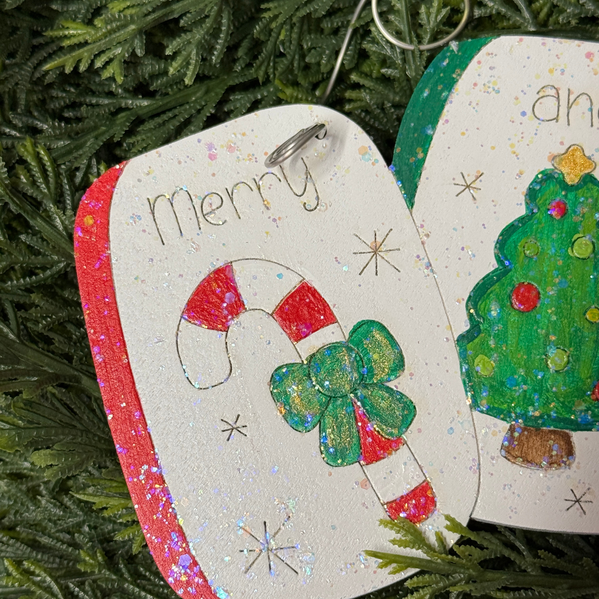 Mahjong Christmas Ornaments – Wooden Handpainted Handmade Oversized Holiday Decor