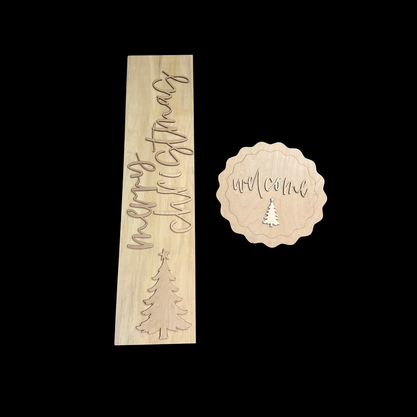 DIY Christmas Tree Porch Leaner Wood Cutout Set – Merry Christmas Welcome Decor Wood Blanks (Copy)