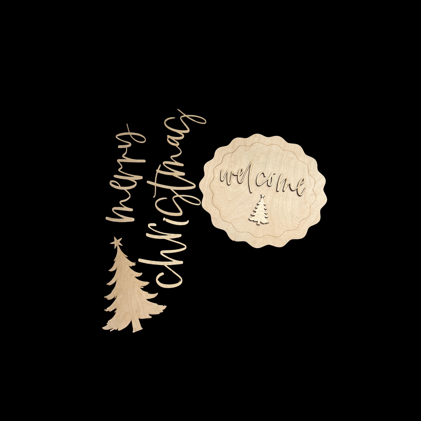 DIY Christmas Tree Porch Leaner Wood Cutout Set – Merry Christmas Welcome Decor Wood Blanks (Copy)