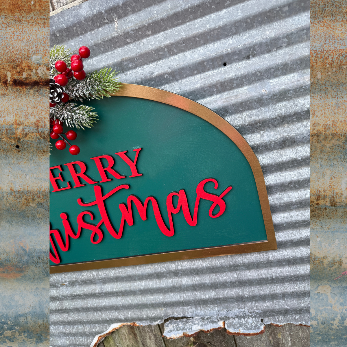 Merry Christmas Half-Circle Door Hanger | Finished or Blank