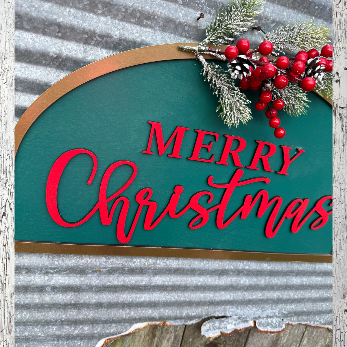Merry Christmas Half-Circle Door Hanger | Finished or Blank