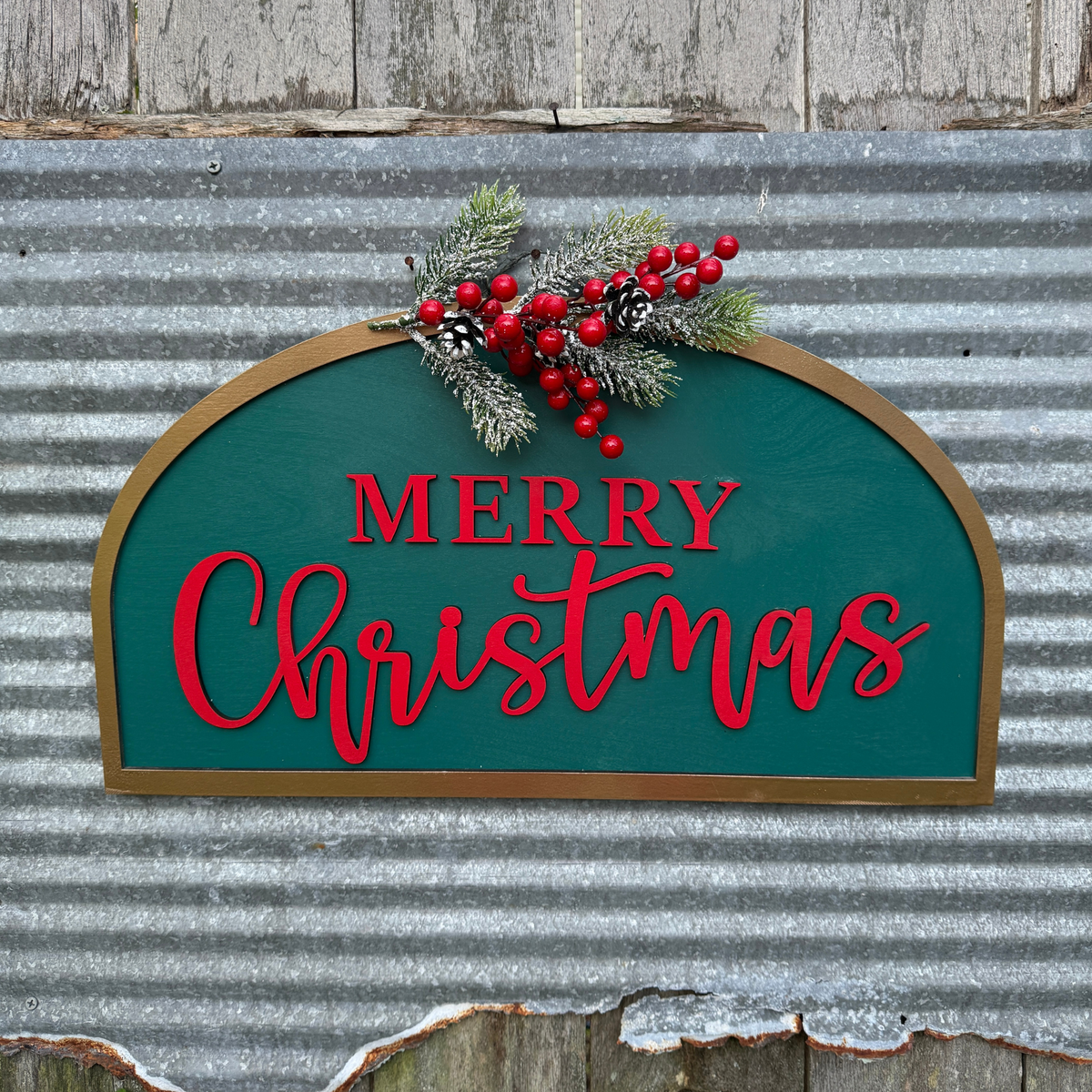 Merry Christmas Half-Circle Door Hanger | Finished or Blank