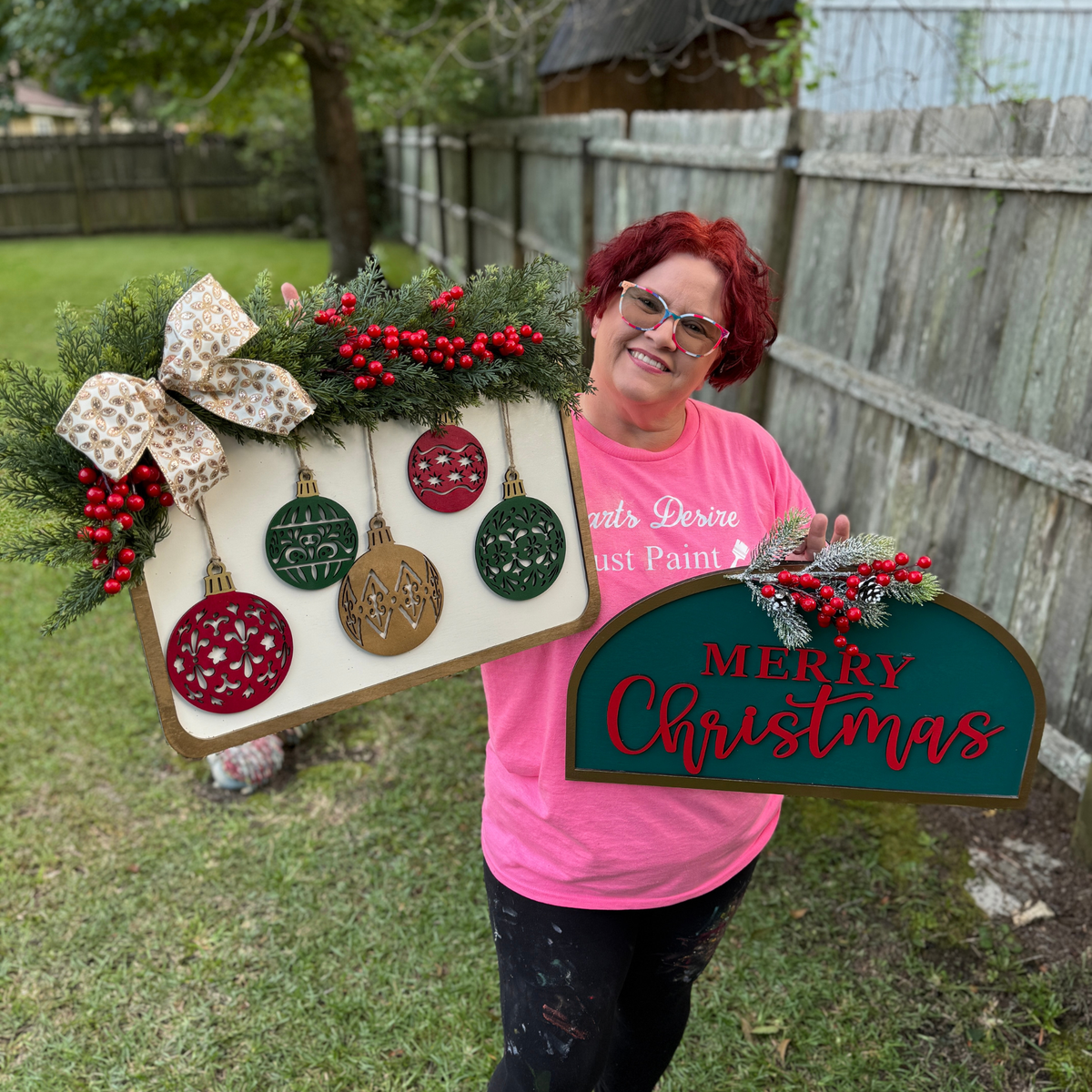 Merry Christmas Half-Circle Door Hanger | Finished or Blank