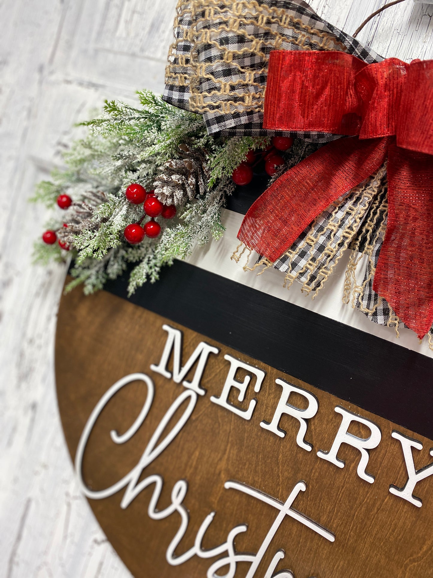 Merry ChrisTmas Door Hanger Painted Ready to Hang / Laser Cut Blank for DIY Project