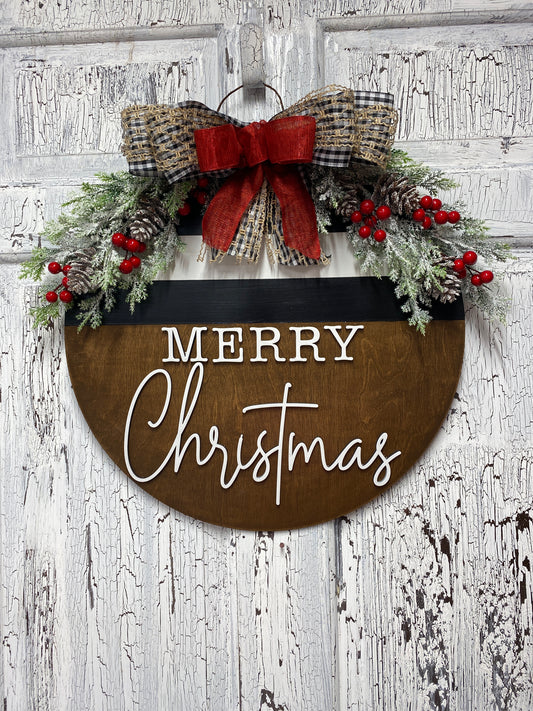 Merry ChrisTmas Door Hanger Painted Ready to Hang / Laser Cut Blank for DIY Project