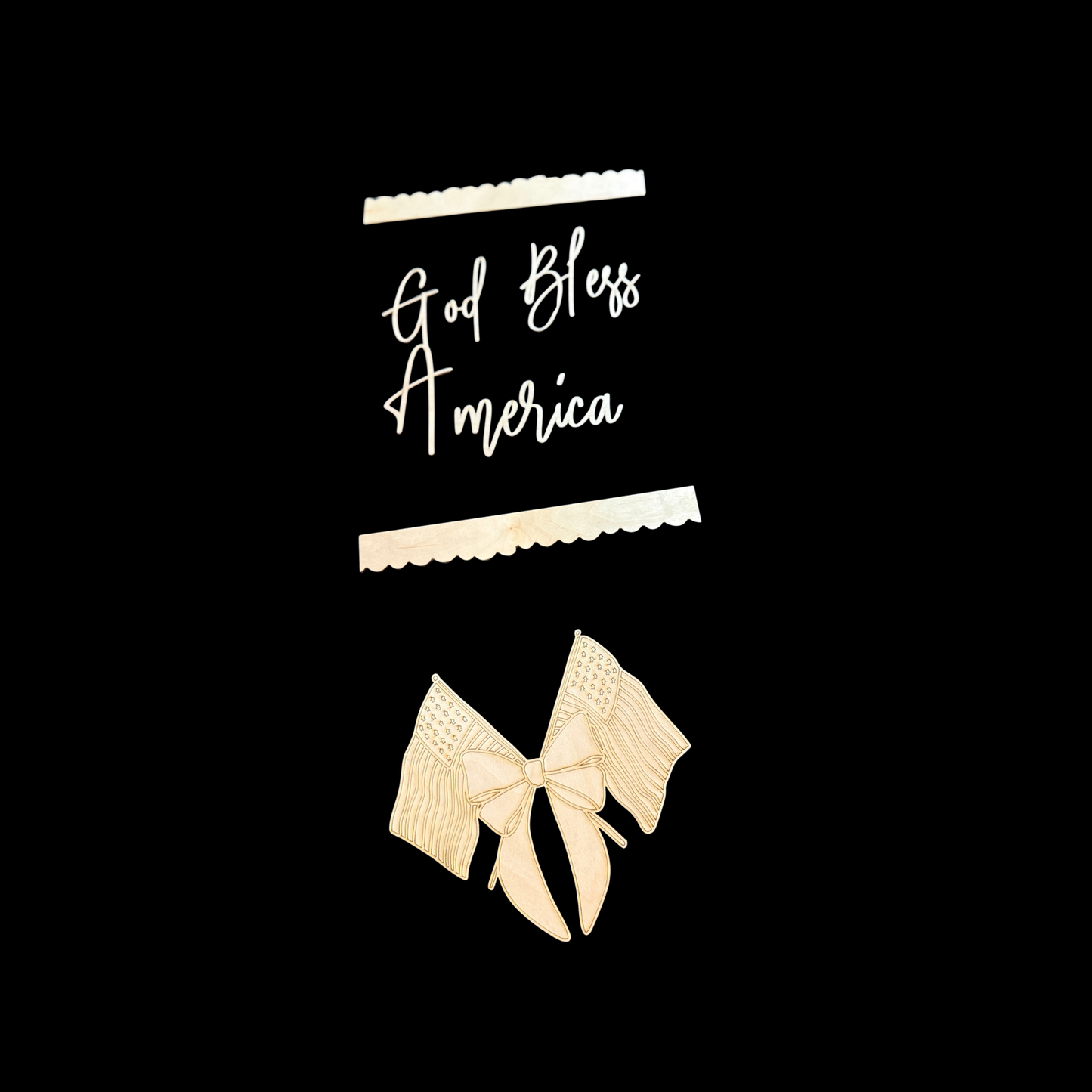 Patriotic Porch Leaner and Door Hanger Cutout Set – God Bless America & My Home Sweet Home Flag Detail