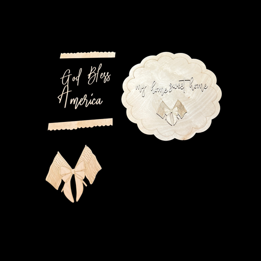Patriotic Porch Leaner and Door Hanger Cutout Set – God Bless America & My Home Sweet Home Flag Detail
