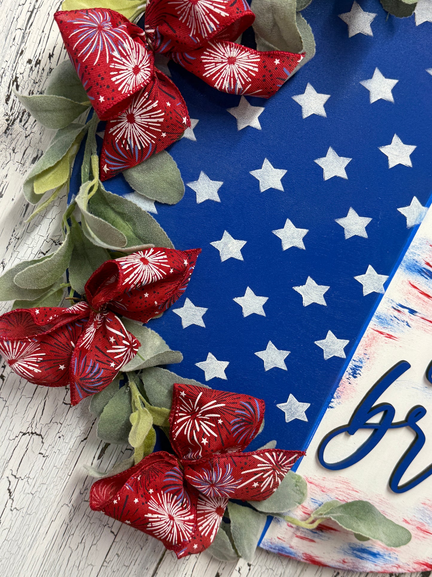Home of the Brave Patriotic Door Hanger – Handmade Americana Front Door Decor