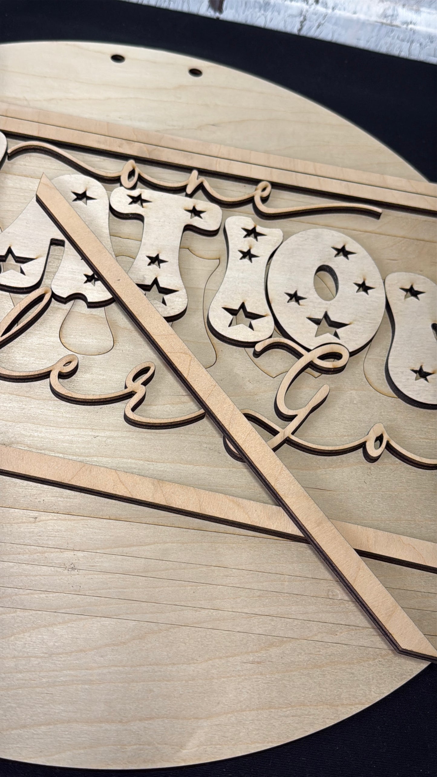 DIY One Nation Under God Door Hanger & Porch Leaner Kit | Patriotic Wood Sign Blank | Laser Cut Wood Craft Kit | Fourth of July DIY Decor