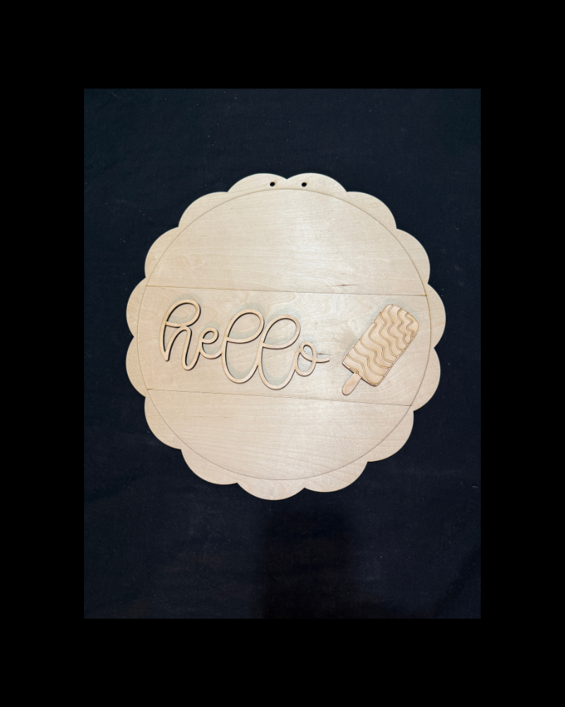 DIY Porch Leaner & Door Hanger Wood Cutout Set – Hello Scallop Edge Round Home Sweet Home Coquette Bow Popsicles