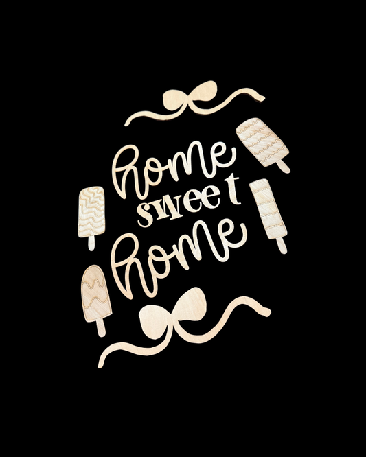 DIY Porch Leaner & Door Hanger Wood Cutout Set – Hello Scallop Edge Round Home Sweet Home Coquette Bow Popsicles