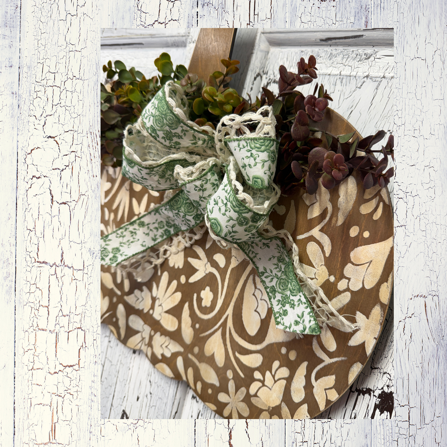 Pumpkin Floral Door Hanger / Hello Greeting Welcome Sign