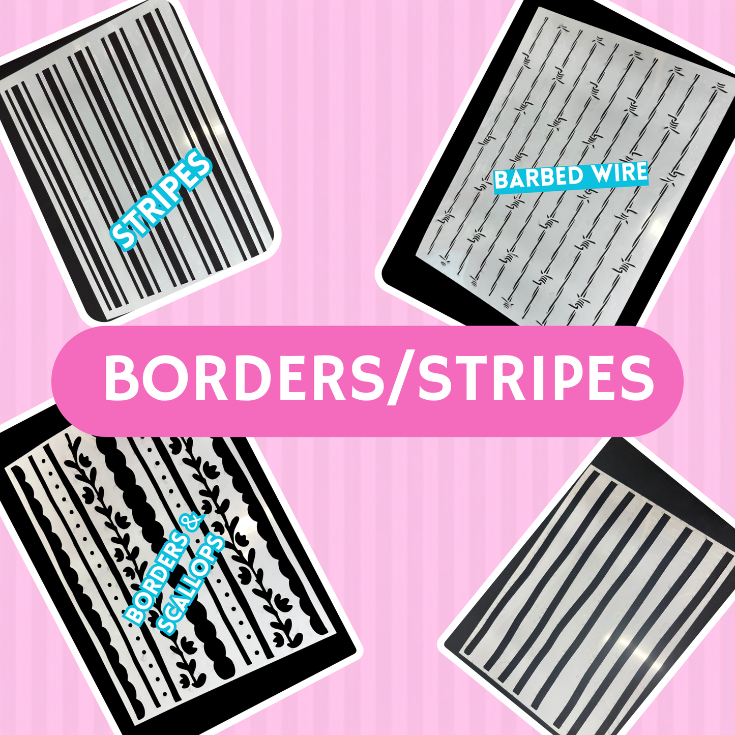 Borders / Stripes Laser Cut Mylar Stencil – Reusable Stencil for Walls, Wood Signs & Furniture | Boho, Floral, Check & Harlequin Patterns | 11.5 x16 (Copy)