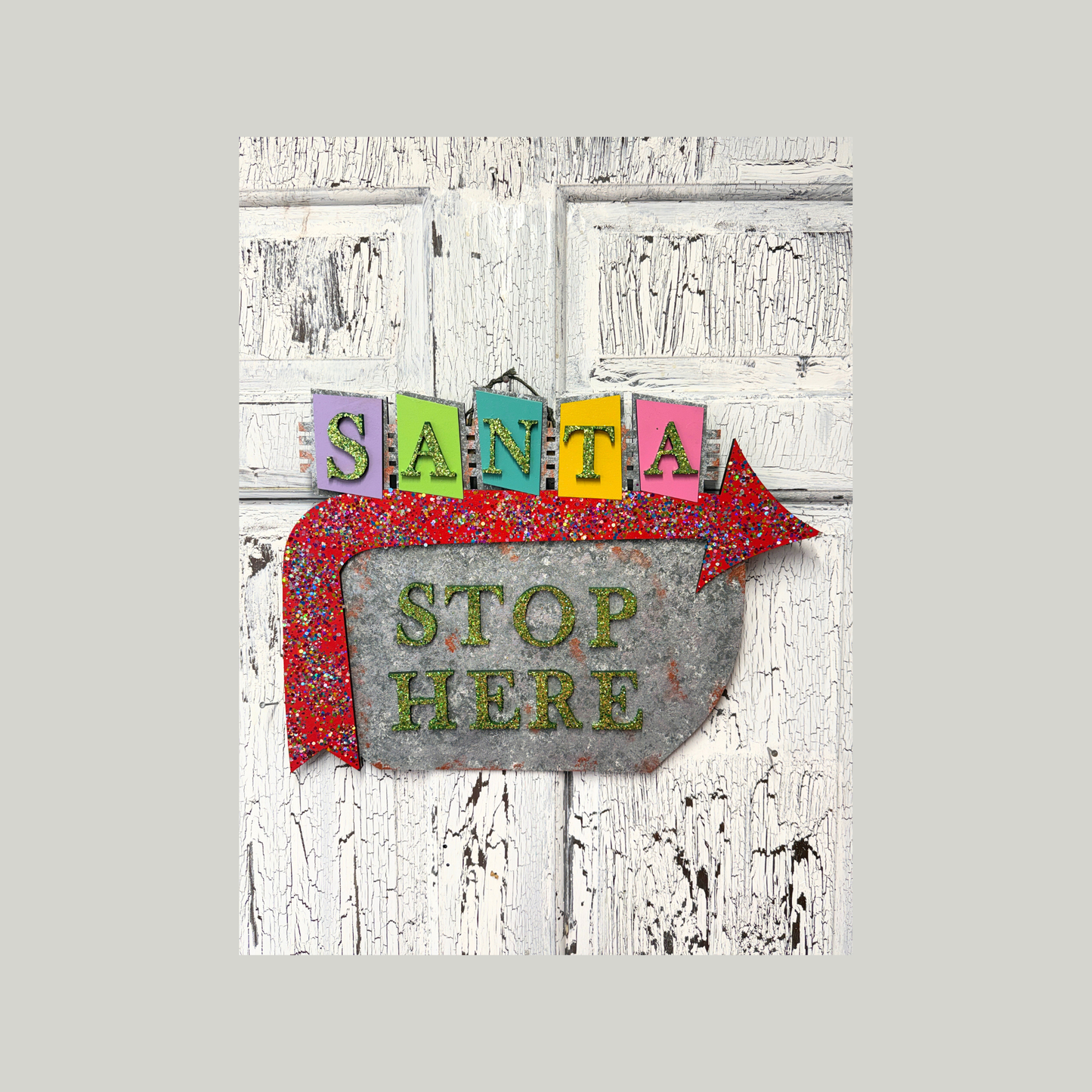 Santa Stop Here DIY Door Hanger Blank | Laser Cut Wood Kit