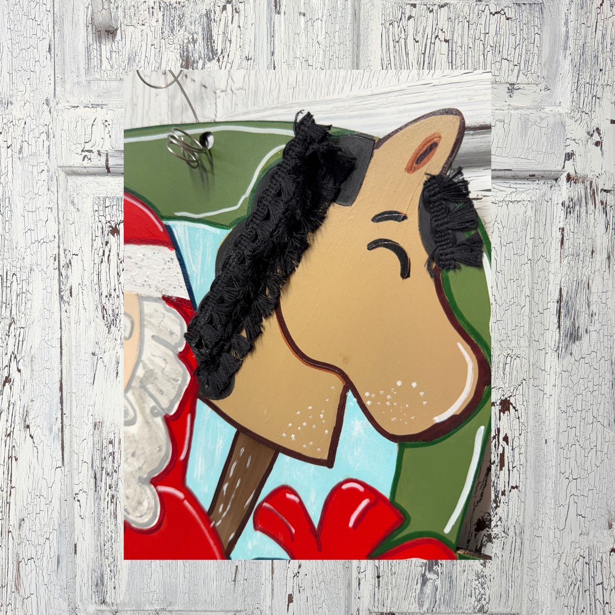 Vintage Christmas Truck Door Hanger with Santa