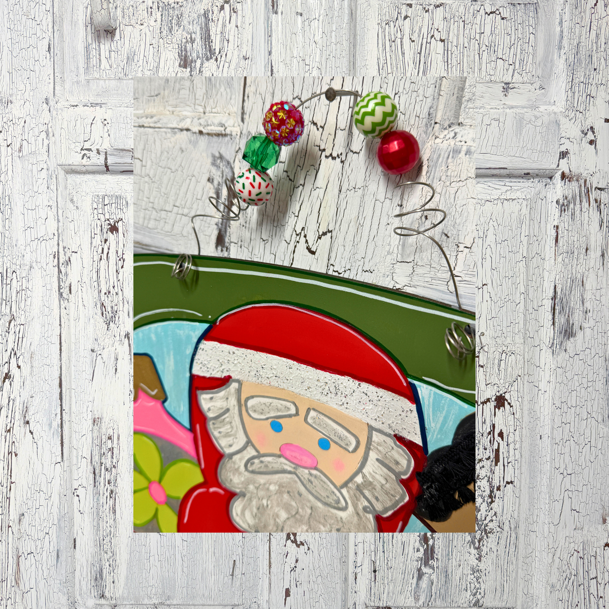 Vintage Christmas Truck Door Hanger with Santa