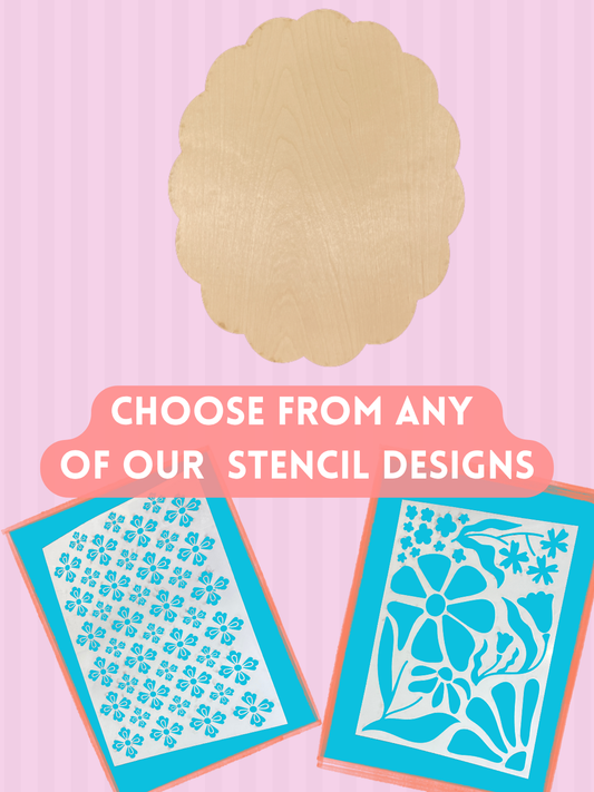 DIY Pencil Shape Wood Sign Kit with Stencil – 12x16 Mylar Stencil & 1/4” Birch Wood Blank – Craft Kit for Small Business & DIY Home Decor Projects