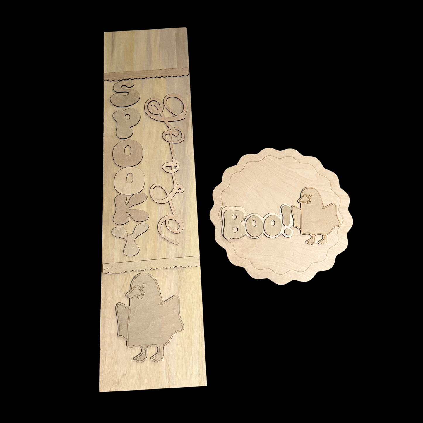 DIY Halloween Spooky Goose Granny Core Fall Halloween Porch Leaner Wood Cutout Set – Goose Ghost Porch Decor Wood Blanks