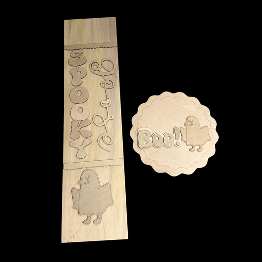 DIY Halloween Spooky Goose Granny Core Fall Halloween Porch Leaner Wood Cutout Set – Goose Ghost Porch Decor Wood Blanks
