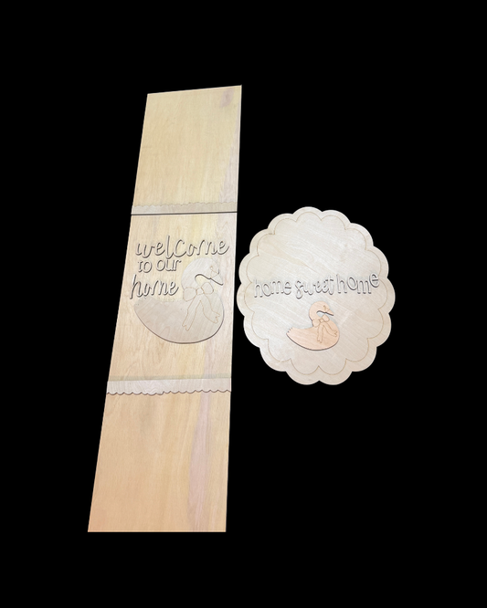 DIY Swan Porch Leaner & Door Hanger Wood Cutout Set – Welcome to Our Home Home Sweet Home Blank Kit