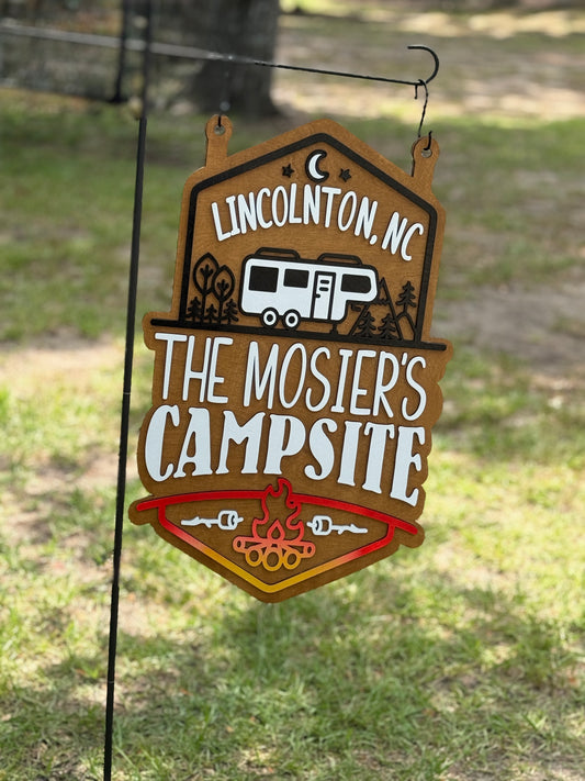 Campsite Personalized Sign, Welcome to Our Campsite Flag