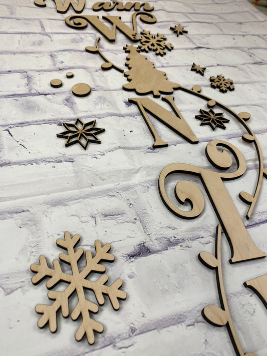 Warm Winter Wishes Winter DIY Porch Leaner Kit - 3D Cutout Pieces