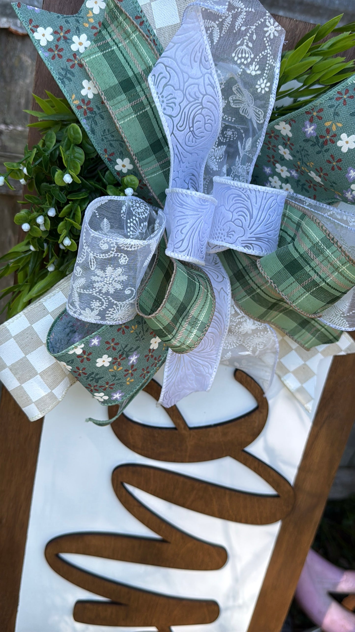 Welcome Chunky Hi Porch Decor Set Leaner and Door Hanger Everyday Year Round Farmhouse Entryway Bundle