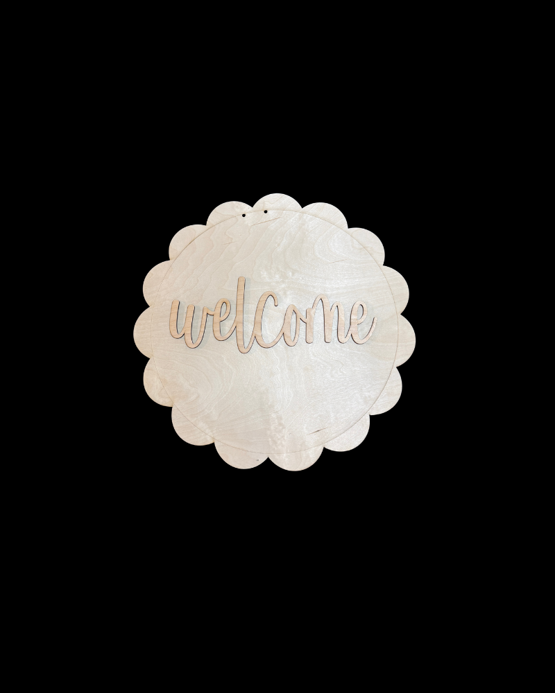 DIY Porch Leaner & Door Hanger Wood Cutout Set – Welcome Scallop Round & Home Sweet Home Blank Kit