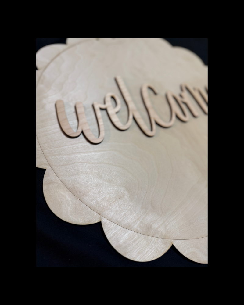 DIY Porch Leaner & Door Hanger Wood Cutout Set – Welcome Scallop Round & Home Sweet Home Blank Kit