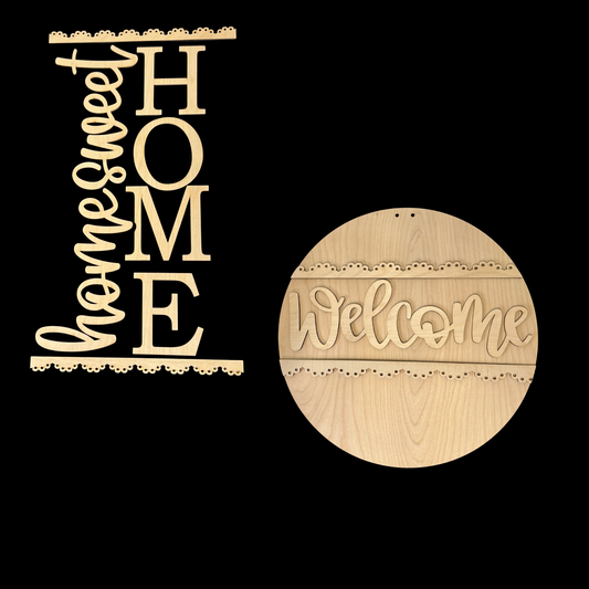 DIY Porch Leaner & Door Hanger Wood Cutout Set – Welcome & Home Sweet Home Blank Kit